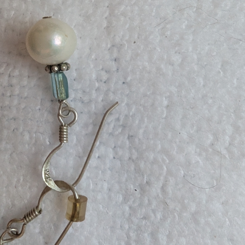 Stering Silver Beveled Rectangular Amanzonite& Pe… - image 3